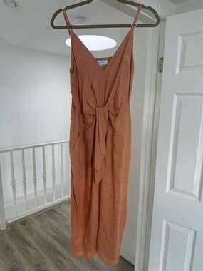 REISS Sleeveless linen Tie-Front Dress